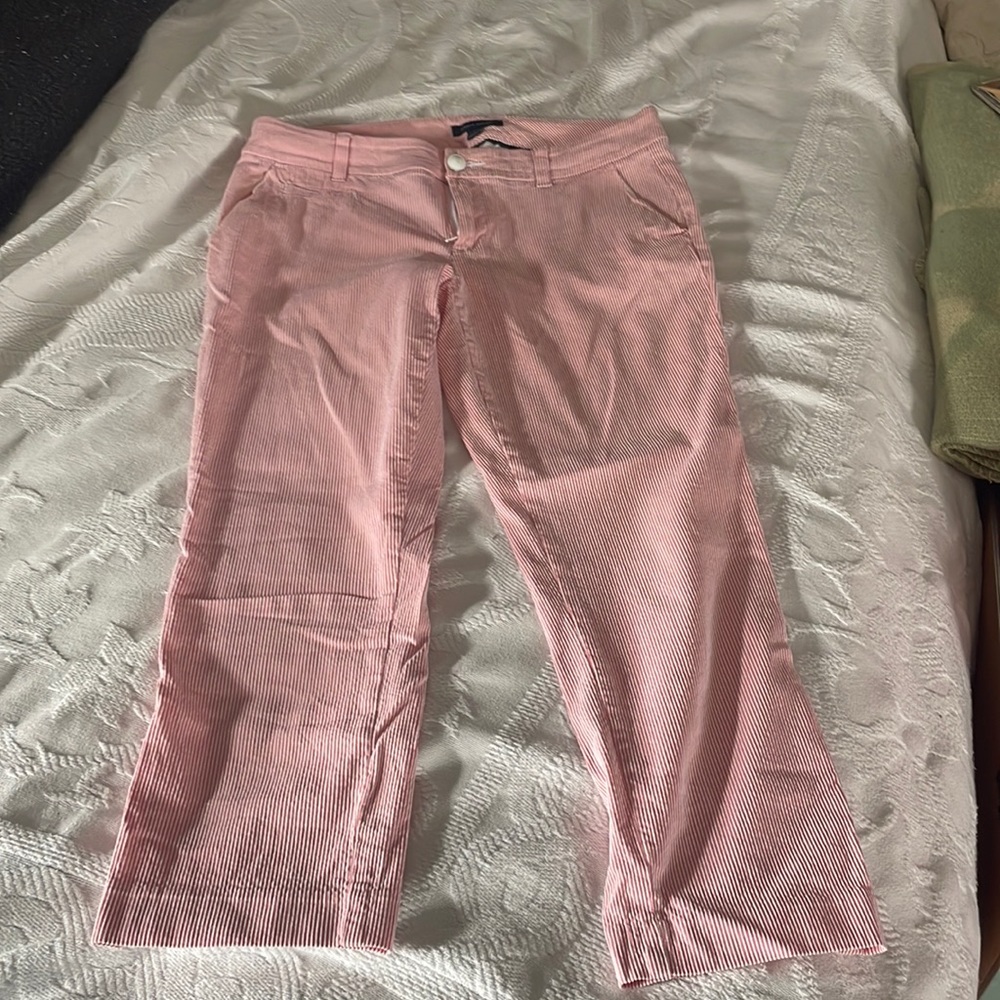 Pink cropped pinstriped tommy hilfilger pants - stretch